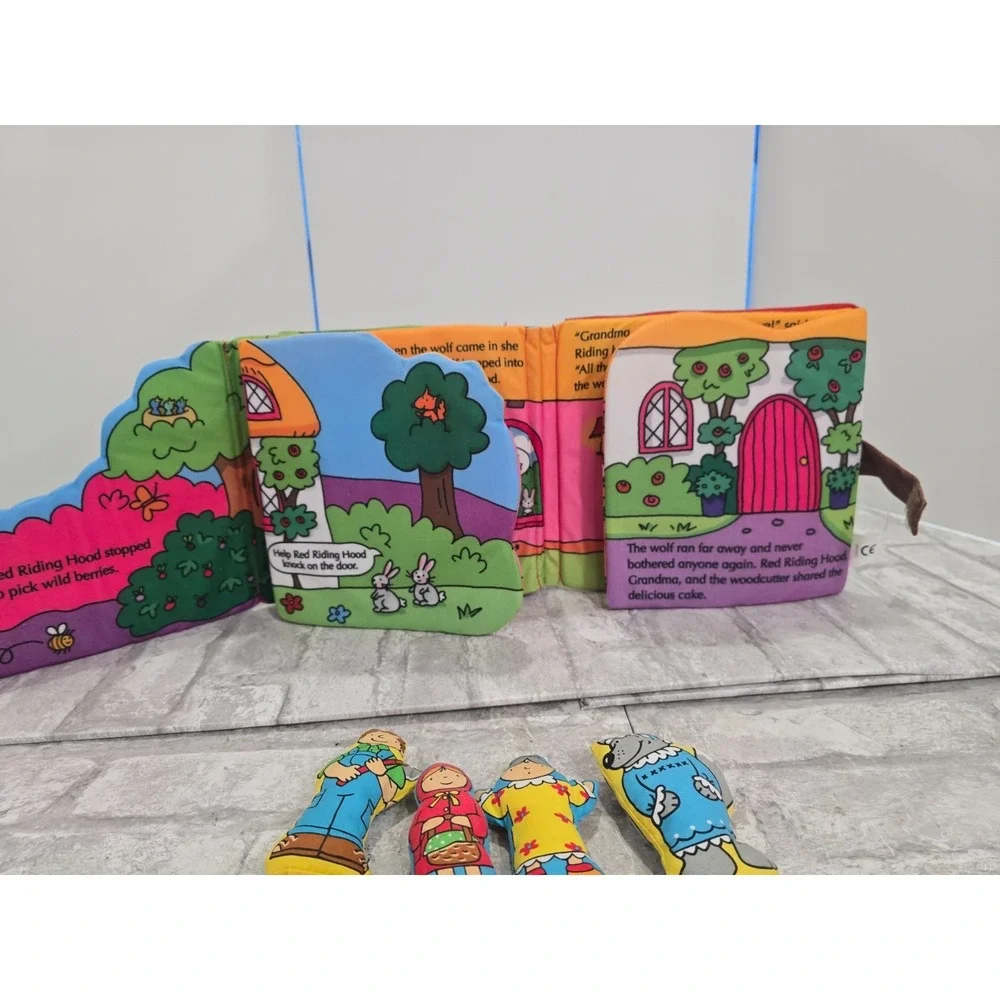 Vtg Little Red Riding Hood Soft Cloth Book Characters Wolf Gma Woodsman Flaps